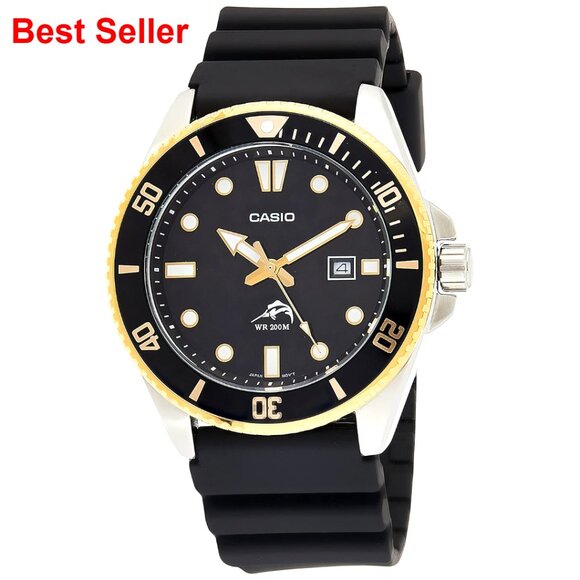 Analog Watch with Stainless Steel Case and Resin Band 200M Water Resistant